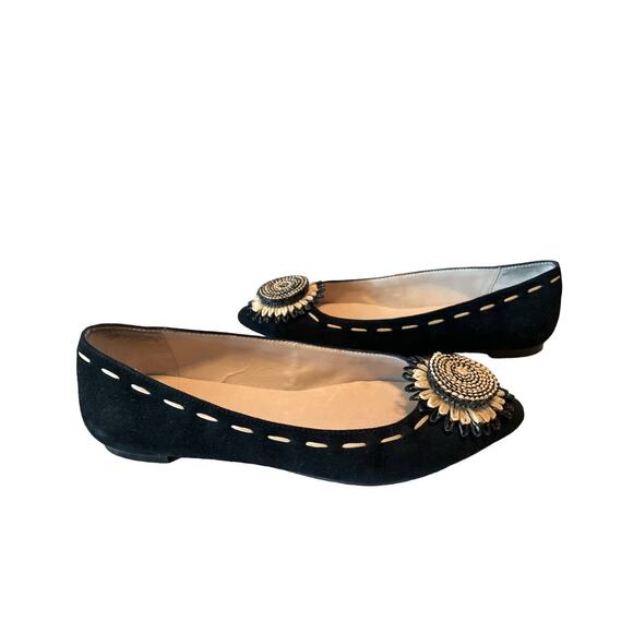 Donald J Pliner Black Bibbi Suede Leather Pointed Toe Flats Size 7 - Picture 5 of 16